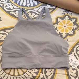 Lulu High Neck Energy Women's Sports Bra, Light Gray- NWT size 8